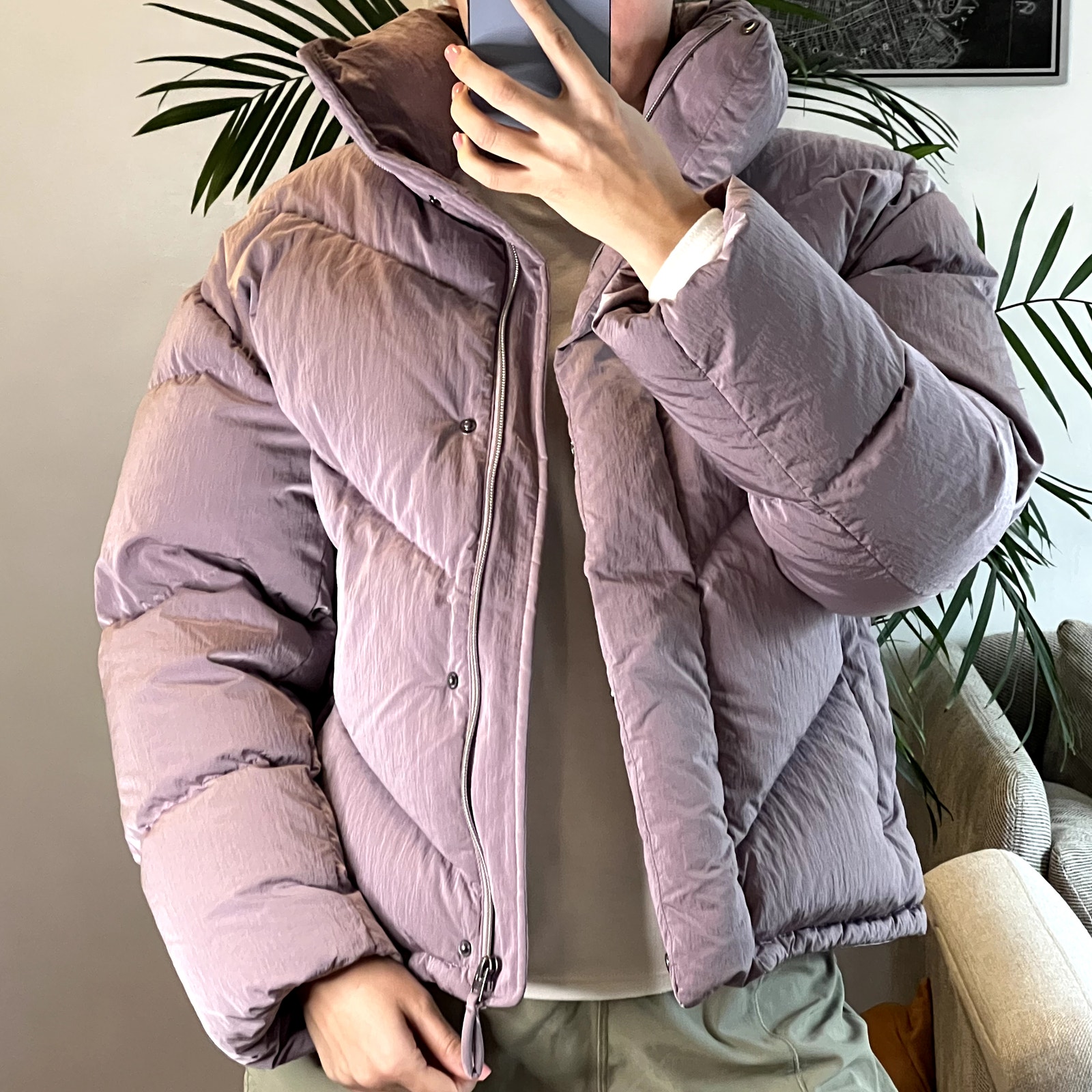 Aritzia Wilfred The Cloud Puff Puffer Jacket Coat Purple Size Xs